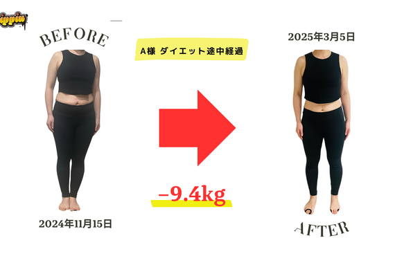 日田ダイエット成功例/3ヶ月で-9.4kg達成/Drippinパーソナルジムの実績紹介