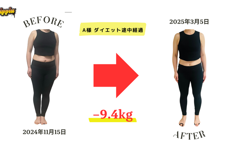 日田ダイエット成功例/3ヶ月で-9.4kg達成/Drippinパーソナルジムの実績紹介